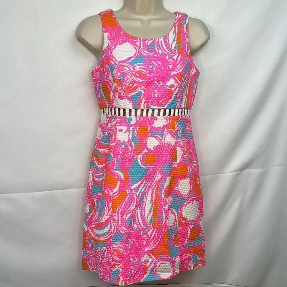 Lilly Pulitzer Iggy Pink shift dress with cutouts size 0 EUC